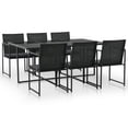 thumbnail image 1 of vidaXL 7 Piece Outdoor Dining Set with Cushions Poly Rattan Black, 1 of 5