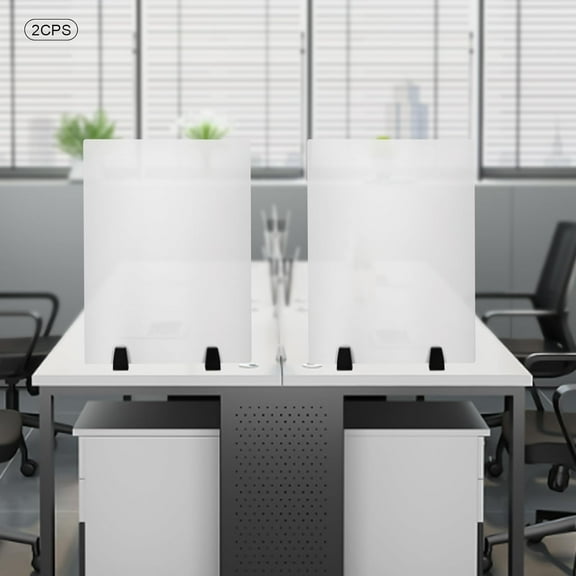 2 PCS Desk Dividers Office Partitions 24 X 18 Inch Clamp-On Desk Privacy Panels Frosted Acrylic Plexiglass Shield with Clamps for Offices, Classrooms, Clinics, Pharmacies
