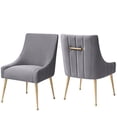 thumbnail image 5 of MEXIYA Irina Dining Chair, Modern Light Grey Easy-Clean Velvet Upholstered Side Chair with Brushed Gold Legs, 5 of 6