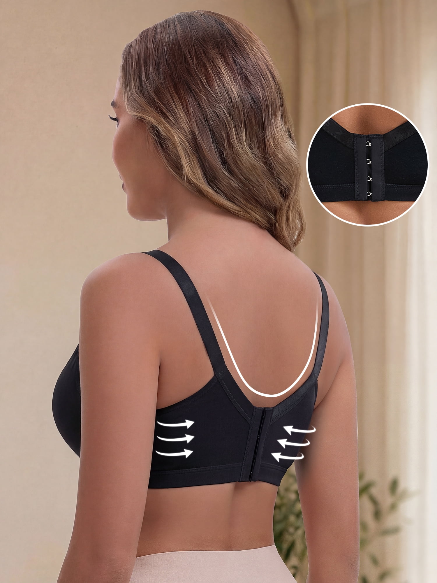 DARING DIVA Lace Trim Nursing Bra Deep V Crossover Adjustable Straps M Black