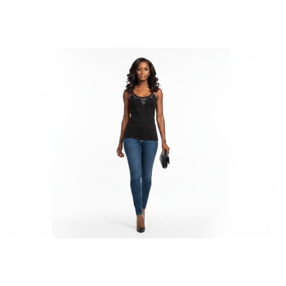 Midnight Angel Rhinestone Cami Tank Top