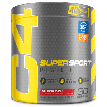 C4 Super Sport Preworkout Powder, Fruit Punch, Energy, Strength & Power, 30 Servings
