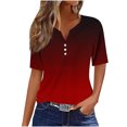 thumbnail image 2 of Rezuofi 2 Pcs Summer Tops for Women 2025 Button V Neck Boho Short Sleeve Shirts Casual Loose Comfy Tunic Trendy Pullover, 2 of 5