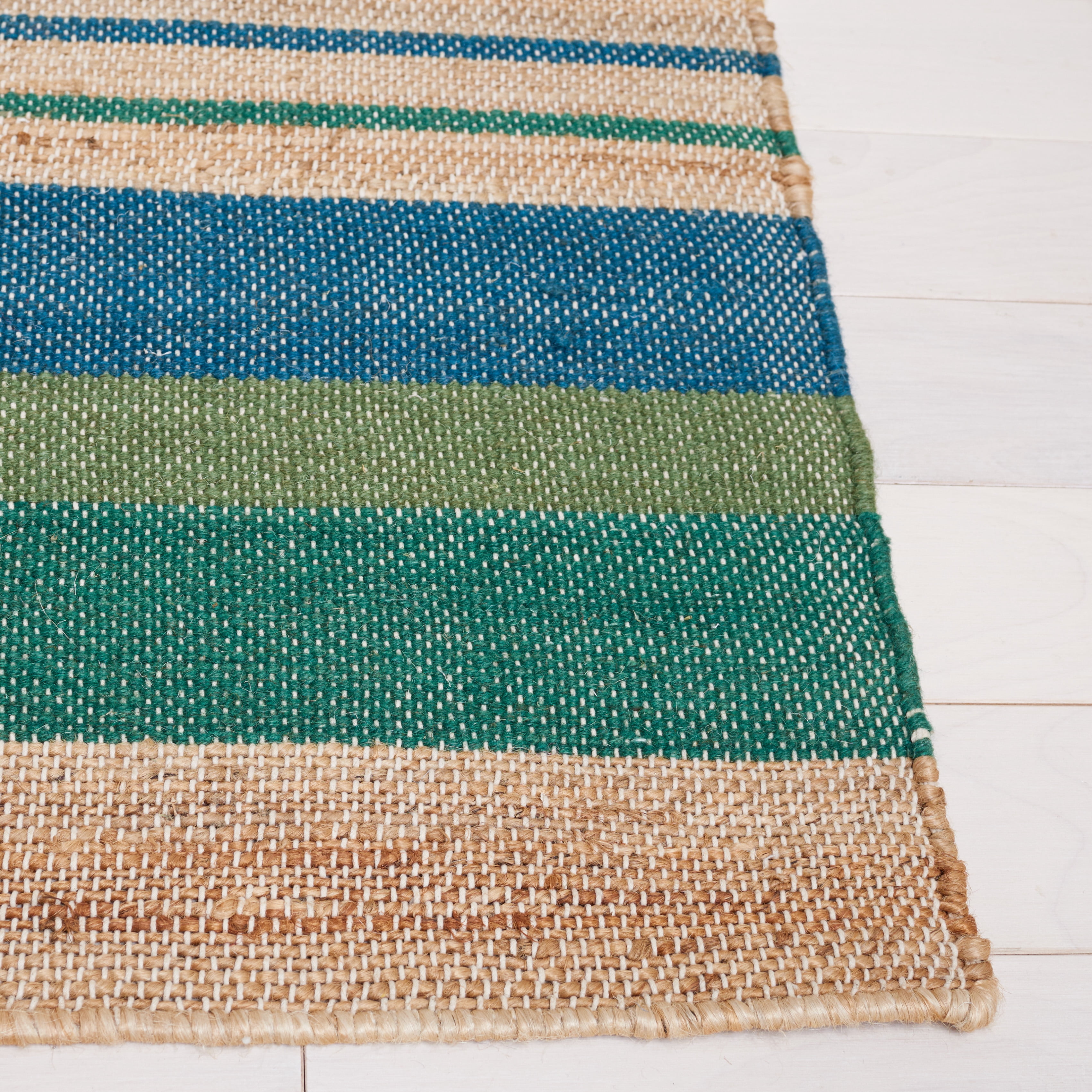 SAFAVIEH Kilim Candis Striped Area Rug, Natural/Green, 5' x 8'