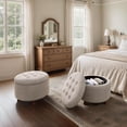 thumbnail image 3 of Hyxoo Round Ottoman, Ottoman with Storage, 24.5 Dia. x 17 H Inches Foot Rest Stool with Legs for Bedroom, Living Room, Decorative Home Furniture-24.5"D x 24.5"W x 17"H-Beige, 3 of 8