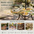 thumbnail image 6 of Round Outdoor Tablecloth with Umbrella Hole and Zipper, Farmhouse Sunflowers Tablecloth with Elastic Waterproof, Rustic Floral Buttterfly Wood Board Brown Patio Table Covers for 55" - 60" Tables, 6 of 9