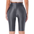 thumbnail image 4 of Haitryli Women Shiny Sport Yoga Shorts Pants Short Legging Biker Shorts High Waist Workout Booty Dark Grey M, 4 of 7