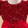 thumbnail image 7 of WhouRiu Girls Sparkling Sequins Dress Puff Short Sleeve Crew Neck A Line Party Gown Kids Comfortable Elegant Princess Dresses,4 Years, 7 of 7