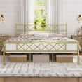 thumbnail image 3 of Yaheetech Metal Platform Bed Frame with Headboard and Footboard, King,Antique Gold, 3 of 9