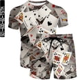 thumbnail image 4 of Conjunto de camiseta con estampado digital de naipes, pantalones cortos casuales de manga corta en 3D para hombres y mujeres, tendencia de dos piezas, 4 of 4