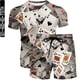thumbnail image 4 of Conjunto de camiseta con estampado digital de naipes, pantalones cortos casuales de manga corta en 3D para hombres y mujeres, tendencia de dos piezas, 4 of 4