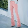 thumbnail image 5 of TRUBKH Corduroy Pants Women Flare Pants Bellbottoms Pants for Women Barrel Pants Women Waffle Knit Pants Women Sweater Pants Pink L, 5 of 8