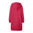thumbnail image 6 of Tiijoy Women's Hooded Zip Up Long Jacket Solid Color Casual Coat Outerwear with Pockets, 6 of 7