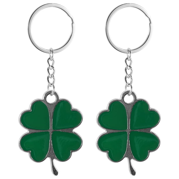 EeaseMX 2 llaveros de trébol de cuatro hojas, hermoso llavero de metal para bolso o llave (verde)