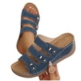 thumbnail image 5 of Rvasteizo Womens Wedge Shoes Solid Thick Sole Open Toe Pull-On Summer Lightweight, 5 of 5