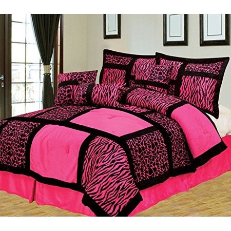 Empire Home Safari 7 Piece Hot Pink Full Size Comforter Set On