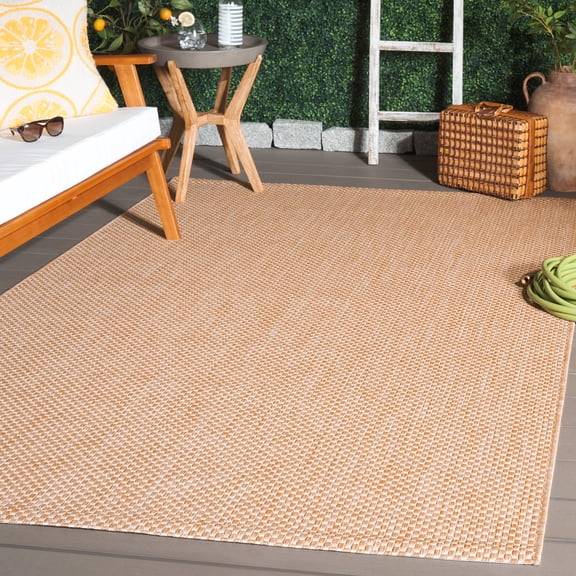 Safavieh Courtyard Finnian Solid Indoor/Outdoor Area Rug, Natural/Cream, 5'3" x 7'7"