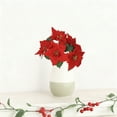 thumbnail image 4 of Steadlien Realistic Poinsettia Floral Arrangement - Christmas 5-Branch Artificial Flower Bouquet - Premium Holiday Home Decor Centerpiece for Table and Mantel Seasonal Display, 4 of 6