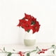 thumbnail image 4 of Christmas Poinsettia Floral Bouquet Artificial Flower Stems with 5 Fork Design Realistic Plastic Greenery for Home Holiday Table Centerpiece Wedding Party Decorations, 4 of 6