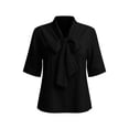thumbnail image 5 of Sevevn Women's Bow Tie Neck 3/4 Sleeve Loose Dressy Elegant Business Work Blouse Casual Tops 2026, 5 of 7