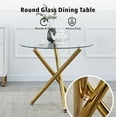 thumbnail image 2 of ROZHOME Round Glass Dining Table with 3 Golden Chrome Legs and  Clear Tempered Glass Top for Home Office Kitchen Dining Room 35.4" * 35.4" * 29.5"(L x W x H), 2 of 6