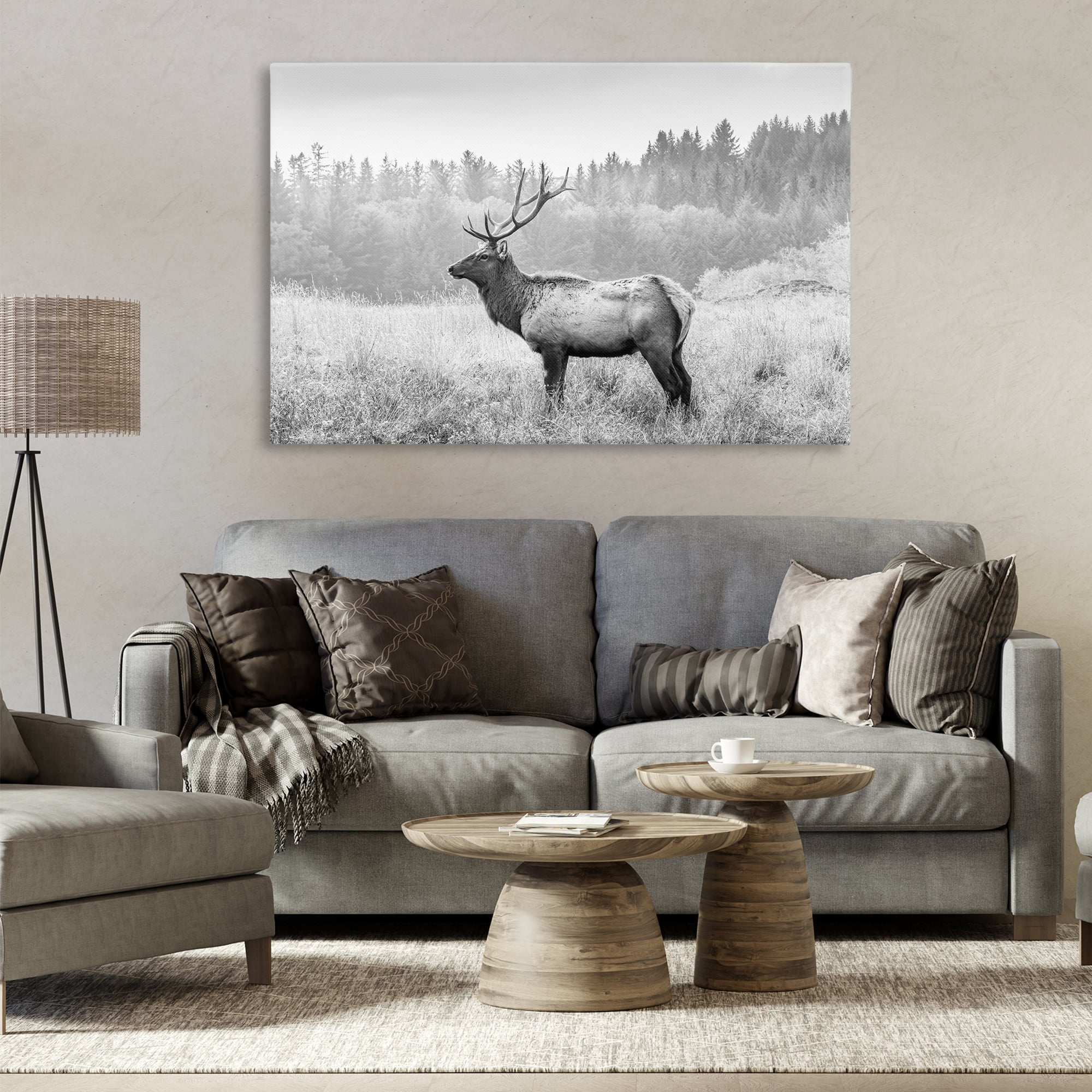 Stupell Industries Stoic American Elk Landscape & Nature Photography Wrapped Canvas Art Print Wall Art, 45 x 30