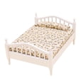 thumbnail image 1 of Mueble de casa de muñecas en miniatura, cama de madera blanca a escala 1:12, 1 of 2