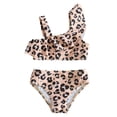 thumbnail image 4 of HCYSFG Cheetah Print Swimsuits For Girls Leopard Print 2 Piece Bathing Suits One Shoulder Sleeveless Ruffle Bikini Top High Waisted Bottoms Swimwear, 4 of 7