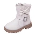 thumbnail image 6 of Girls Mid Calf Leather Boots, Little Kids Side Zipper Fashion Martin Booties, Soft Non Slip Princess Short Boots for Little Girls Daily Outdoor Wear Beige 3 Big Kids(36), 6 of 8