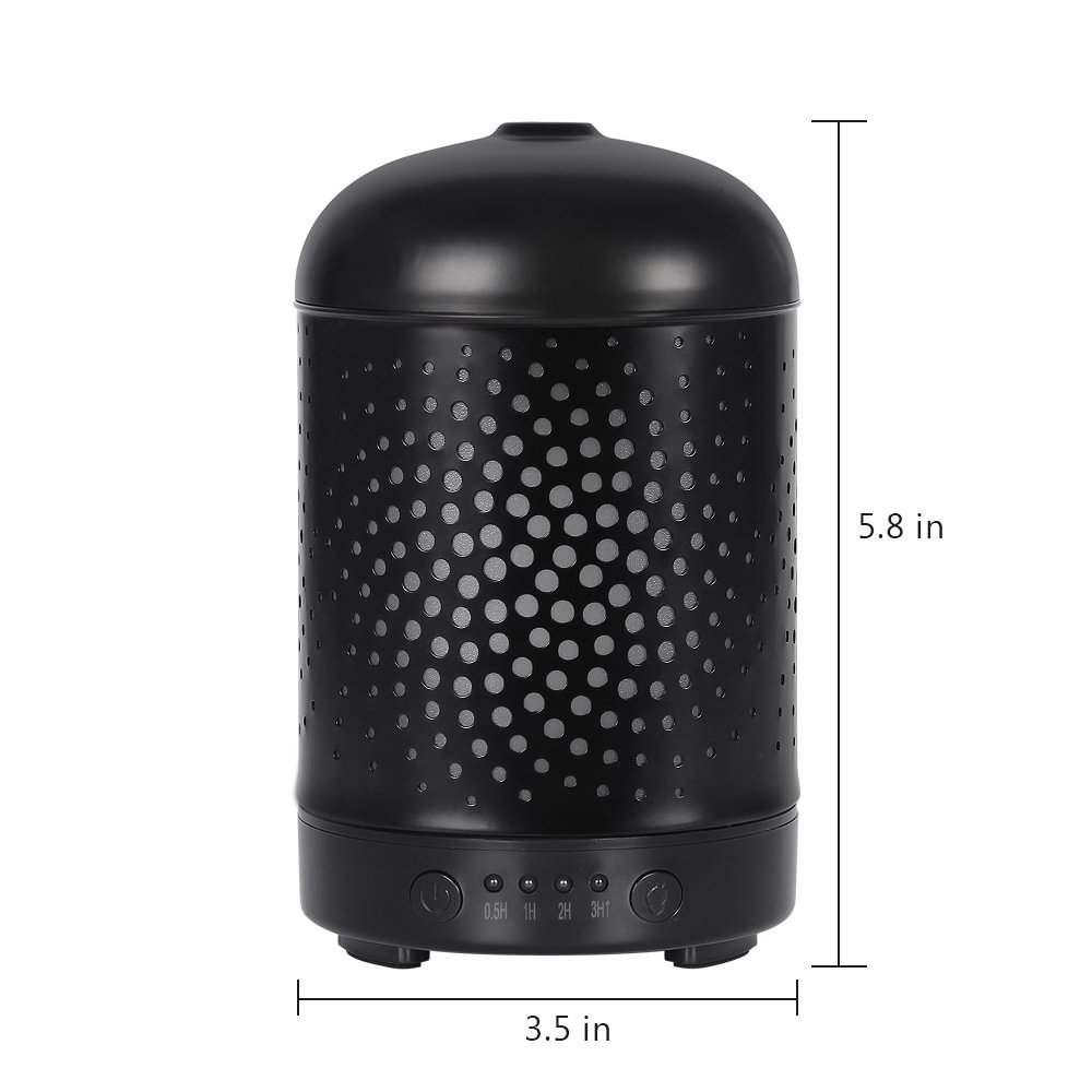Oumilen 100 mL Auto ShutOff Cylinder Vintage Oil Diffuser, Black