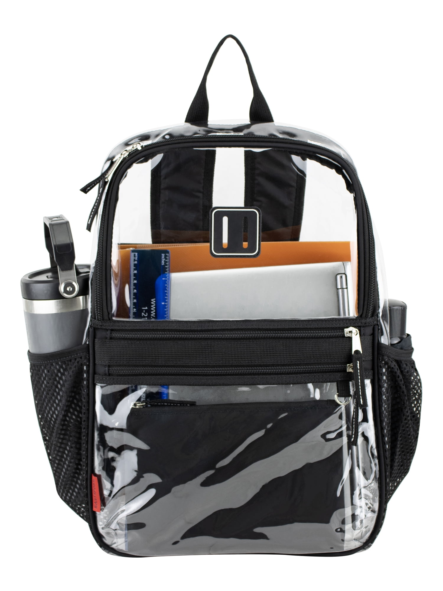 Eastsport Clara Clear Backpack Bundle w/ Zipper Pouch, Black