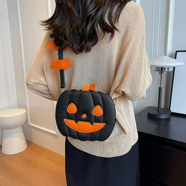 Bolso Bandolera de Calabaza, Novedoso Bolso de Hombro, Bolso de Mano de Halloween para Mujer, Cartera con Cadena para El Hombro