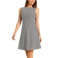 thumbnail image 5 of INSPIRE CHIC Women's Wear to Work Solid Color Sleeveless A-Line Flared Midi Dresses S Light Grey, 5 of 7