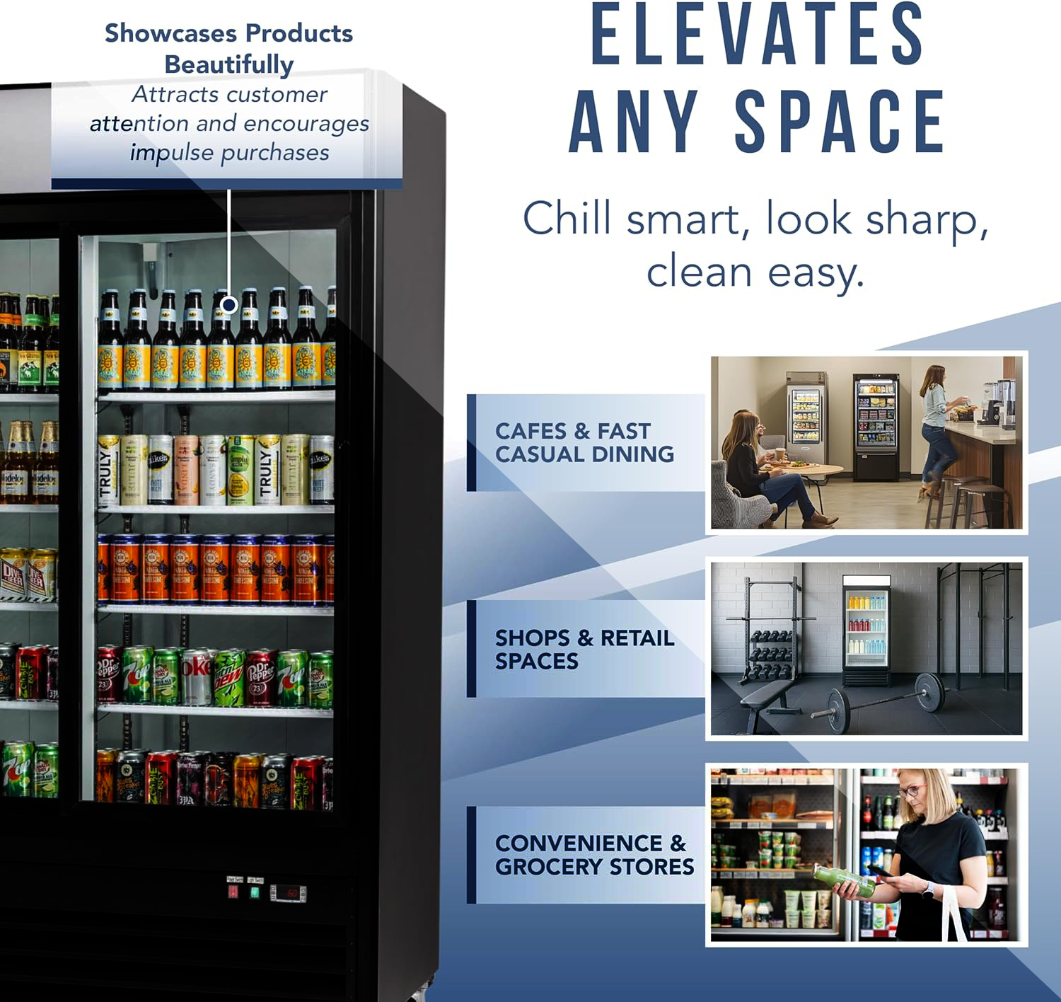 Cooler Depot 44 inchs, 35 cu. ft,  Commercial Glass Display Refrigerator, NSF Certified.