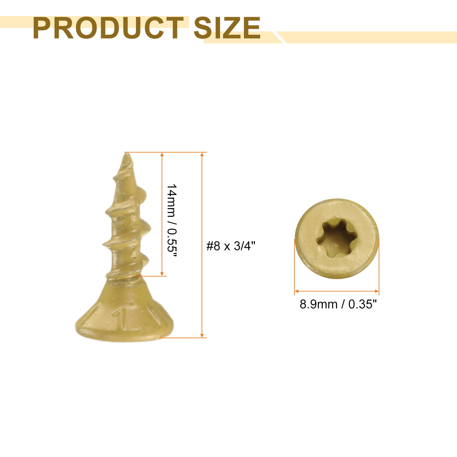 HARFINGTON 100-Pack #8 X 3/4" Torx Deck Screws – Epoxy Coated Rust-Resistant, T25 Star Drive, Self-Tapping For Outdoors