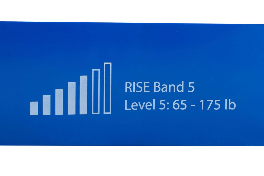 Victor.Fitness RISEband5 - Blue - Level 5 Blue RISE Band. 65-175lb resistance, 2-1/2" width. Heavy-duty resistance band that aids in recovery and invigorates through stretching and exercise.