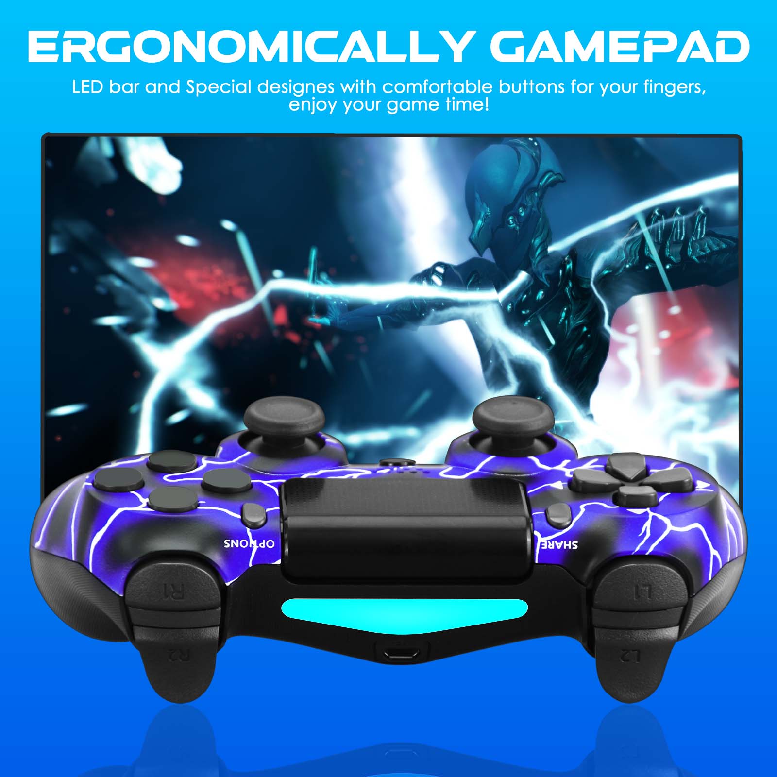 Wireless Controller Compatible for PS4, Remote Control Compatible with Playstation 4/PS4 Slim/PS4 Pro/Windows PC, Purple