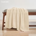 thumbnail image 3 of Manta Cozecube de punto beige suave y ligera de 152 x 203 cm, 3 of 8