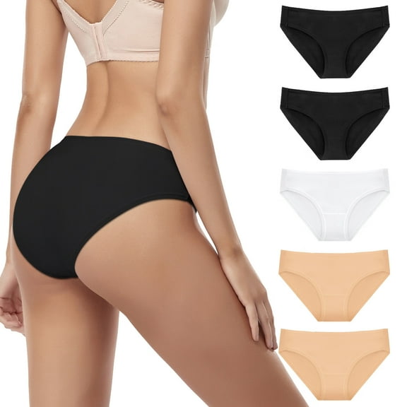 5 Pack Womens Underwear,Hipster Cotton Underwear for Women Low Briefs Bikini Panties,Multicolor
