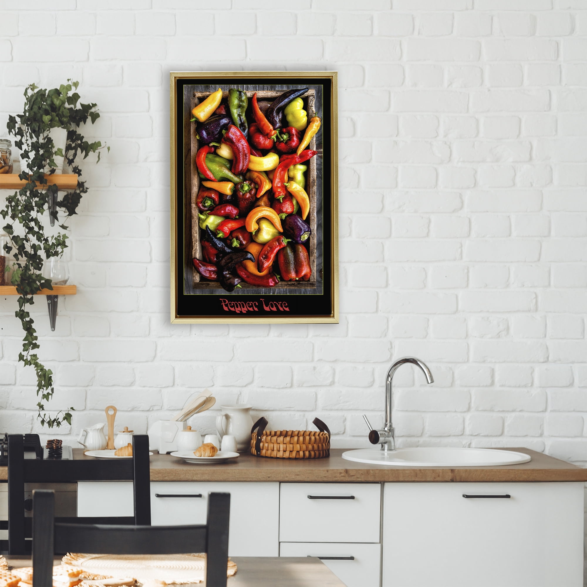 Stupell Industries Pepper Love Vibrant Vegetables Gold Framed Floater Canvas Wall Art, design by Carl Kravats