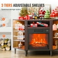 thumbnail image 3 of KFFKFF Electric Fireplace Media Console, Fits Up to 50" TVs, 18" Insert, Vintage Style, 20 LED Ambiance Lighting, Remote & Timer, Corner Unit, Living Room, Brown, 3 of 9