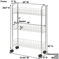 thumbnail image 2 of Household Essentials 7011 Slim Line 3-Tier Metal Storage Cart | Satin Silver, 2 of 8