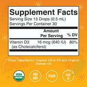 MaryRuths Kids Vitamin D3 Liquid Drops, Bone Health Supplement, 640 IU, 15 ml