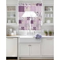 thumbnail image 3 of Boho Purple Flowers Swag Kitchen Curtains Sets for Windows 24 Inch Length, Spring Floral Botanical Patchwork Vintage Short Window Curtain Swags Valances and Tiers 3 Piece Set for Cafe/Dining Room, 3 of 5