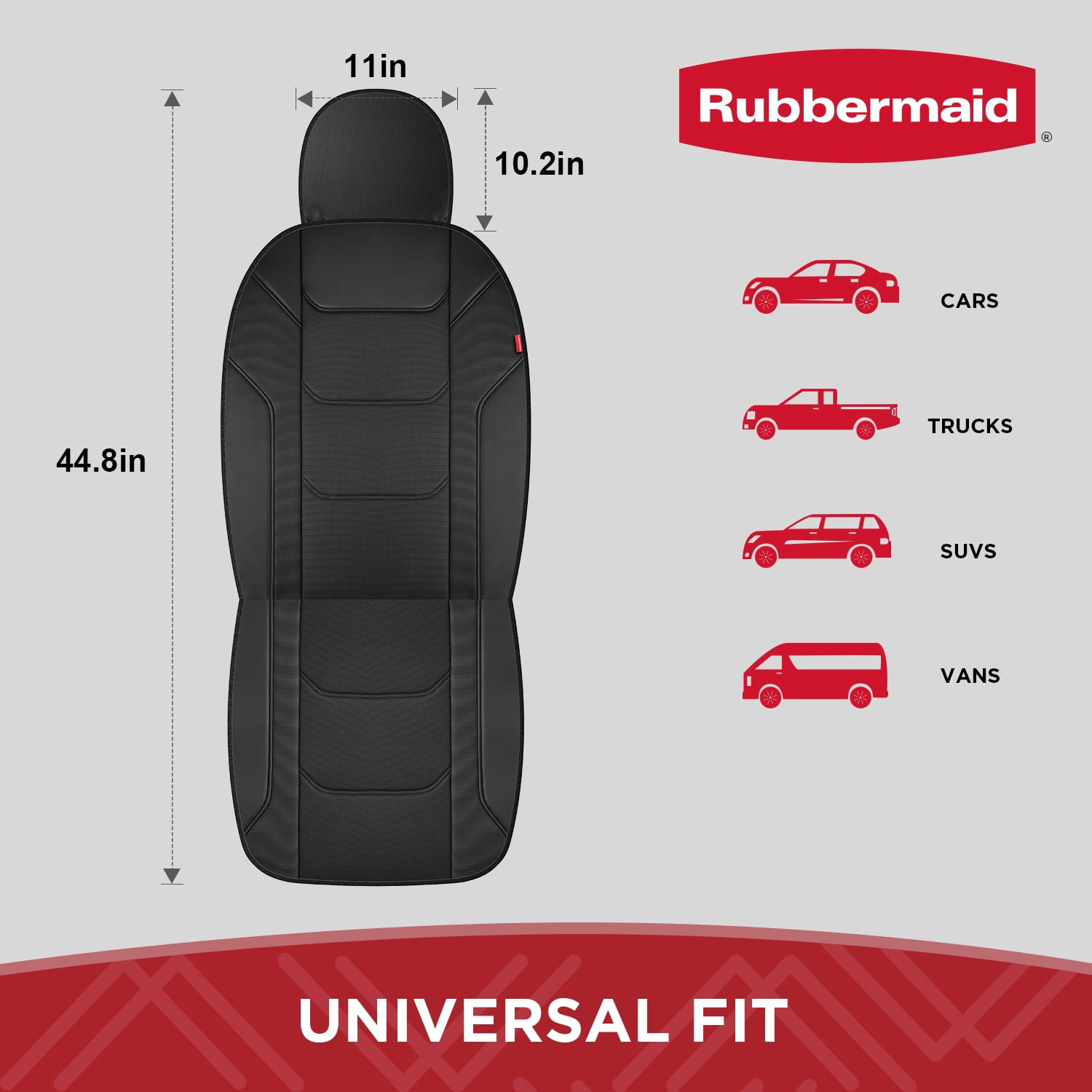 Rubbermaid Leather Car Seat Cover,Front Seat Cover Universal FIT,Waterproof ,Easy to Install for Most Vehicles (Black)
