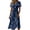 Dark Blue, variant on Boho Dresses for Women Short Sleeve Crossover Wrap V Neck Summer Dress Casual Loose A-Line Knee Length Swing Dress