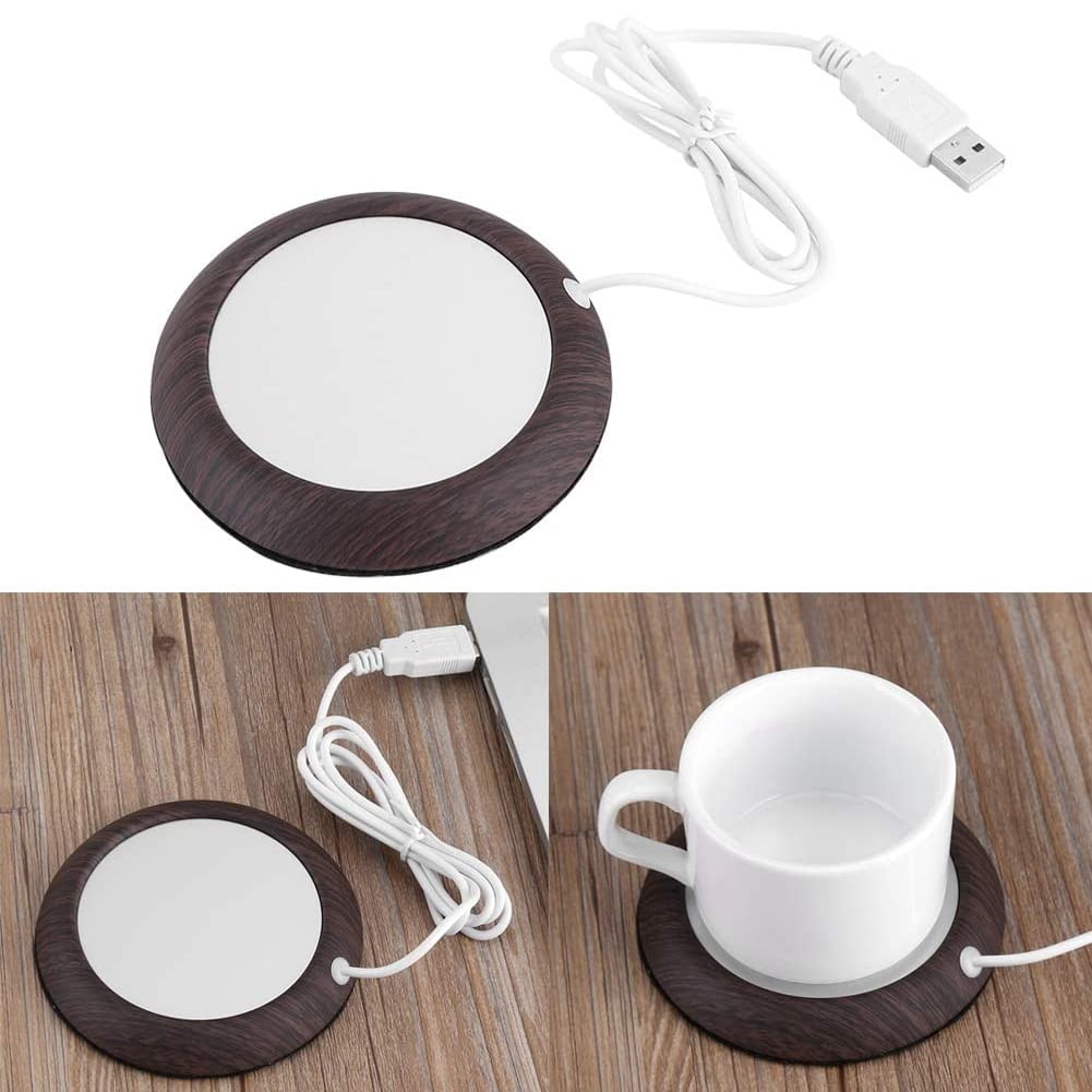 4.6x4.6x0.6in Cup Warmer Pad Electric Waterproof Touch Heating Cup Mat Warm Pad for Coffee Tea Milk US Plug 110V-Black