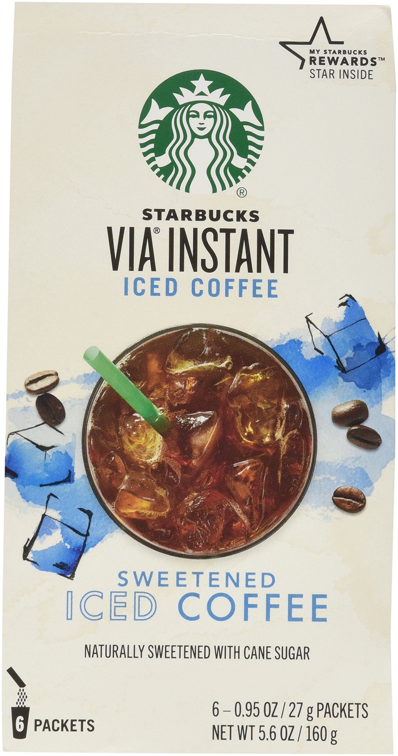 Starbucks at Home, Instant Sweetened Iced Coffee, 6 Ct, Medium