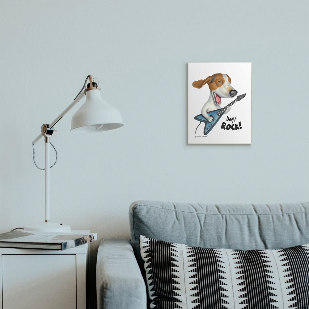 Stupell Industries Beagle with Guitar 'Dog's Rock' Musical Inspiration Designed by Danny Gordan