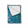 thumbnail image 2 of Japanese Soft Flannel Fleece Blanket, Spring Season Culture Sakura Bloom Design Marine Toned Ombre Background, Cozy Plush for Indoor and Outdoor Use, 60" x 80", Petrol Blue Pale Pink, by Ambesonne, 2 of 6
